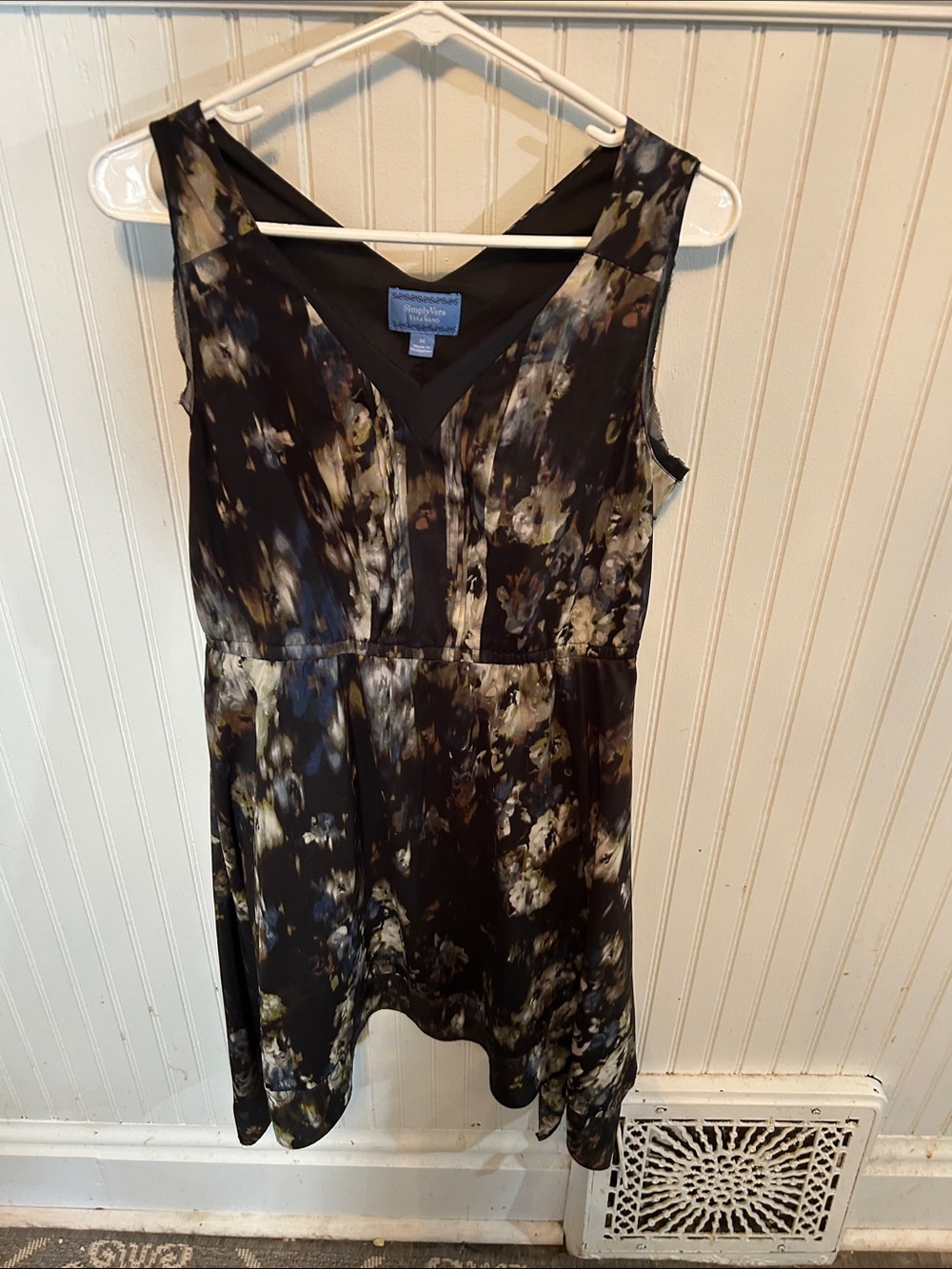 Simply Vera Vera Wang Black Multicolor Floral Sleeveless Dress